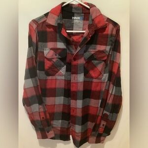 Tony Hawk Boy's Flannel Button Long Sleeve Shirt Size Red Black Grey XL